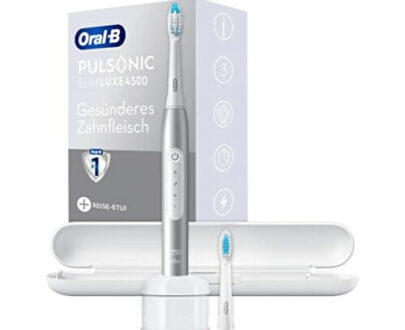 ORAL-B Pulsonic slim luxe 4500 silver - sonická zubná kefka + náhradná hlavica + puzdro set