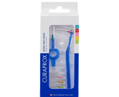 CURAPROX Cps prime start mixed medzizubné kefky 5 ks + handy držiak uhs 409 a uhs 470 1 ks