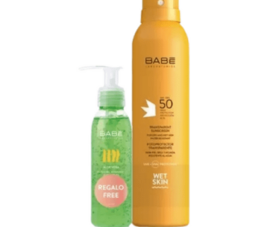 BABÉ SUN Opaľovací sprej SPF50 200ml + darček aloe vera gél 90 ml Set