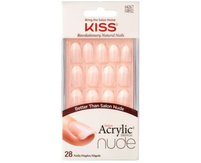 KISS Akrylové nechty – francúzska manikúra pre prirodzený vzhľad Salon Acrylic French Nude 64267 28 ks