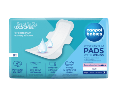 CANPOL BABIES Popôrodné vložky s krídelkami nočné 8 ks
