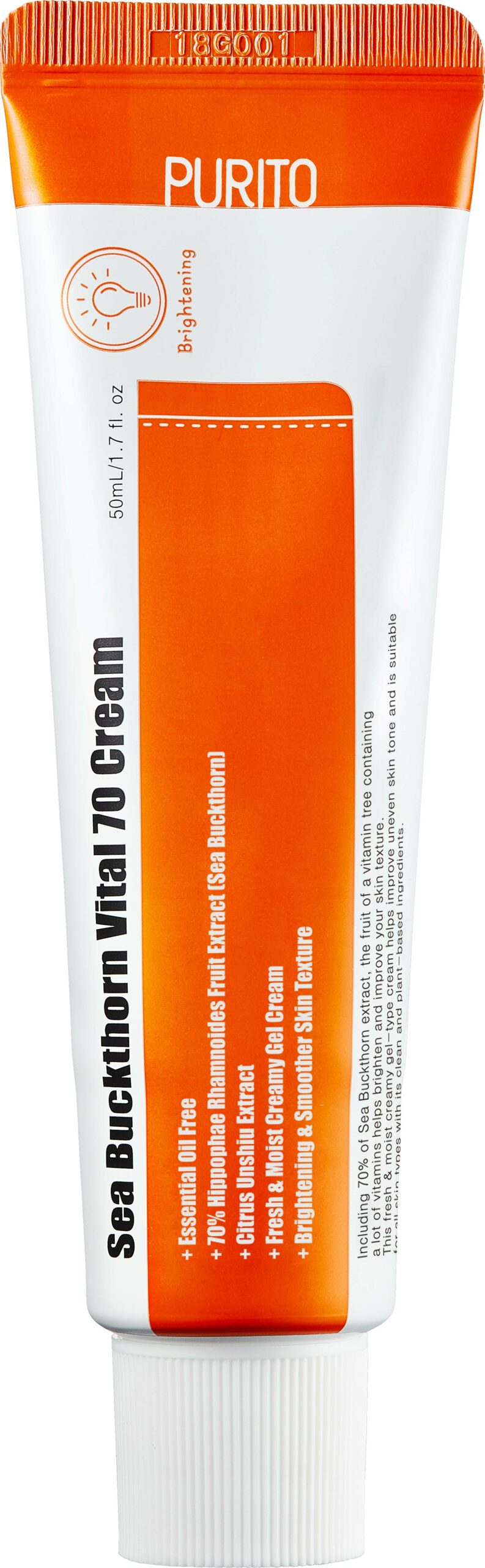 PURITO Rozjasňujúci pleťový krém Purito Sea Buckthorn Vital 70 (Cream) 50 ml PURITO Rozjasňujúci pleťový krém Purito Sea Buckthorn Vital 70 (Cream) 50 ml