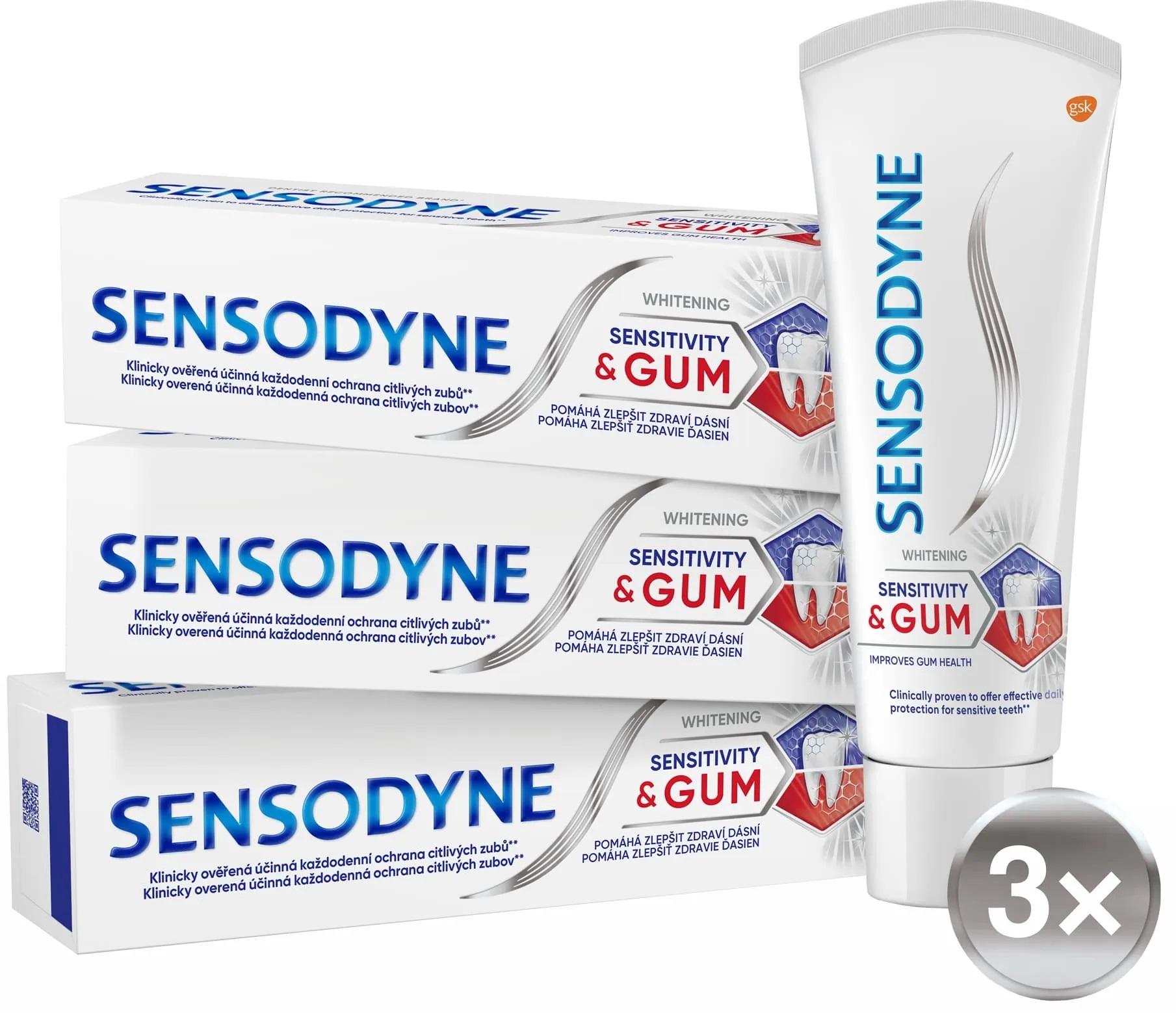 Sensodyne Zubná pasta Sensitiv ity & Gum Whitening Trio 3 x 75 ml Sensodyne Zubná pasta Sensitiv ity & Gum Whitening Trio 3 x 75 ml