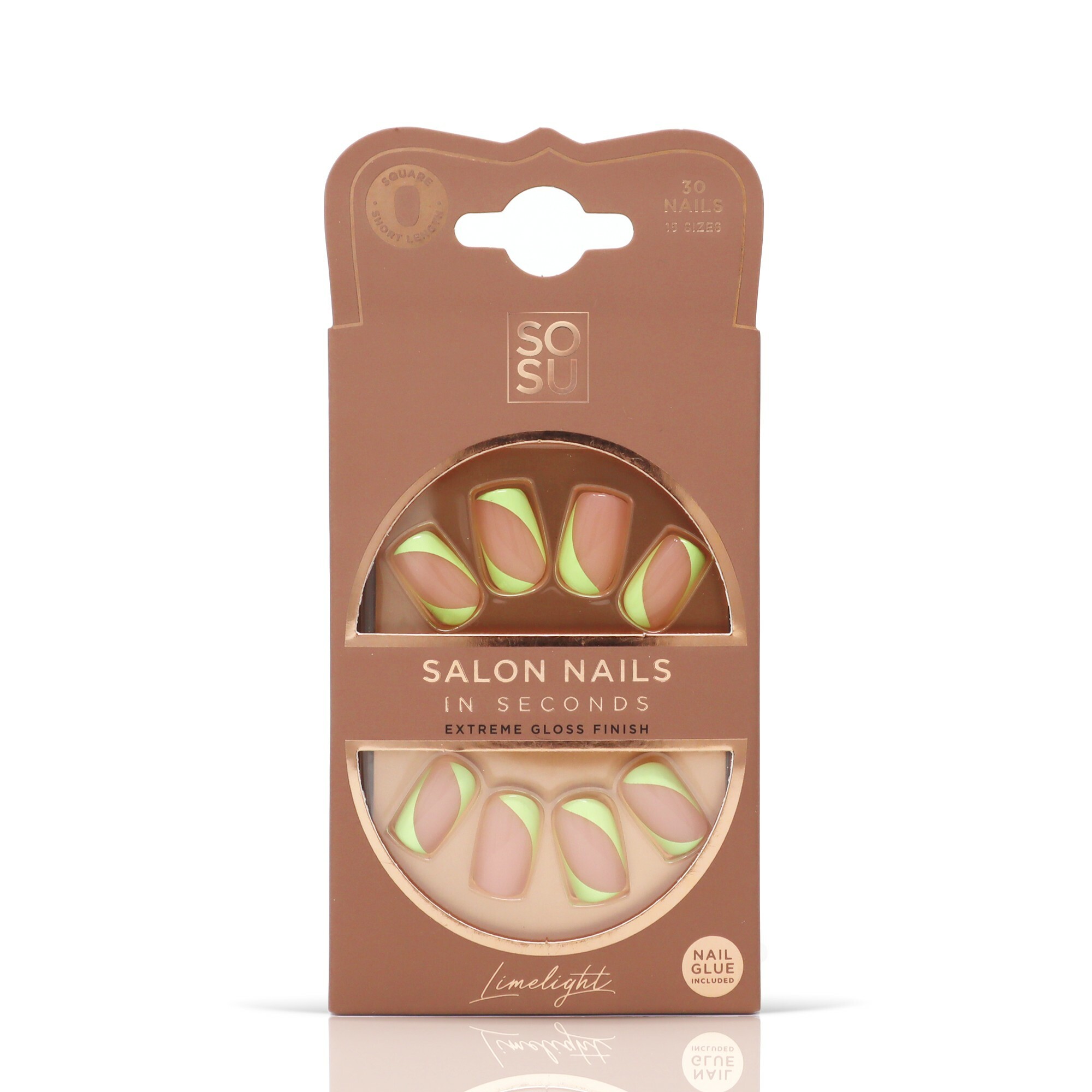 SOSU Cosmetics Umelé nechty Limelight (Salon Nails) 30 ks SOSU Cosmetics Umelé nechty Limelight (Salon Nails) 30 ks