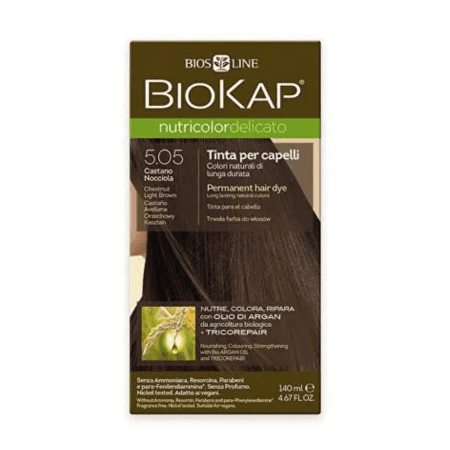 BIOKAP Nutricolor delicato farba na vlasy 5.05 gaštanovohnedá svetlá 140 ml BIOKAP Nutricolor delicato farba na vlasy 5.05 gaštanovohnedá svetlá 140 ml