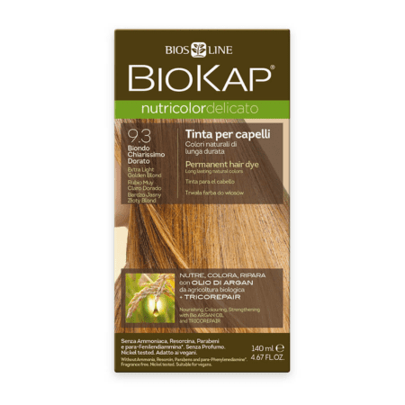 BIOKAP Nutricolor delicato farba na vlasy 9.3+ blond extra svetlý 140 ml BIOKAP Nutricolor delicato farba na vlasy 9.3+ blond extra svetlý 140 ml