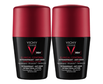 VICHY Homme deo clinical control detranspirant 96h detranspirant proti zápachu roll-on 50 % zľava na 2 x 50 ml