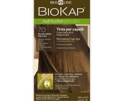BIOKAP Nutricolor delicato farba na vlasy 7.0 stredný blond prirodzený 140 ml