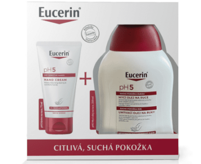 EUCERIN pH5 krém na ruky 75 ml + umývací olej na ruky 250 ml vianočný set