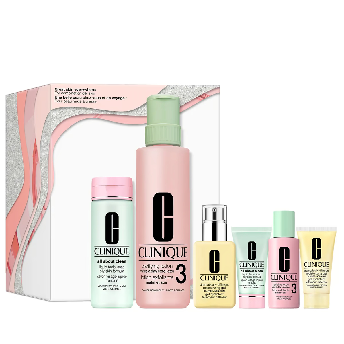 Clinique Darčeková sada čistiacej starostlivosti pre zmiešanú až mastnú pleť Great Skin Everywhere Set Clinique Darčeková sada čistiacej starostlivosti pre zmiešanú až mastnú pleť Great Skin Everywhere Set