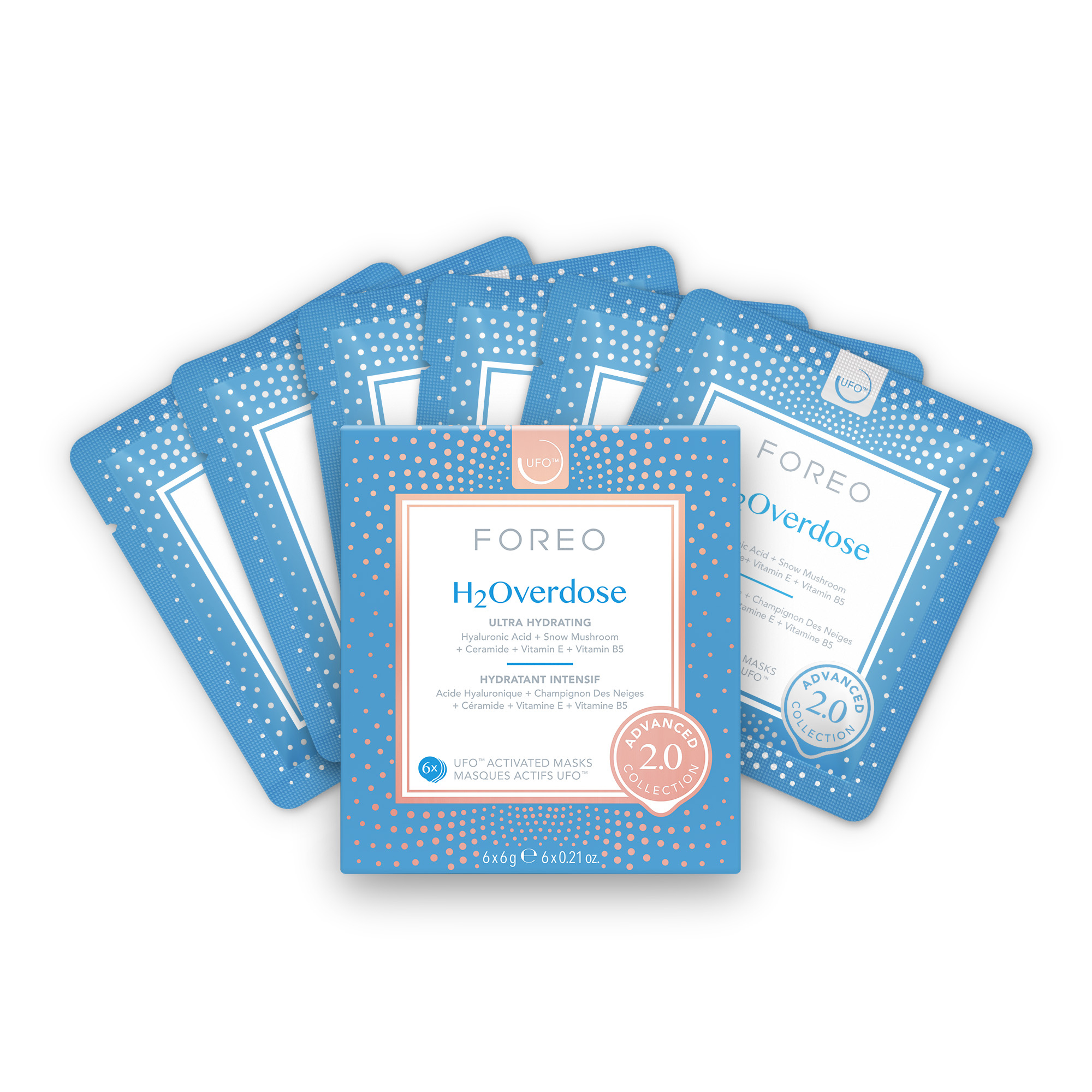 Foreo Hydratačná maska na tvár pre suchú pleť UFO™ H2Overdose (Hydrating Mask) 6 x 6 g Foreo Hydratačná maska na tvár pre suchú pleť UFO™ H2Overdose (Hydrating Mask) 6 x 6 g