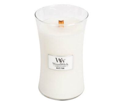 WoodWick Vonná sviečka váza White Teak 609