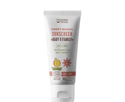 WoodenSpoon Opaľovacie telové mlieko Mango Baby & Family SPF 50 (Tanning Body Lotion) 100 ml