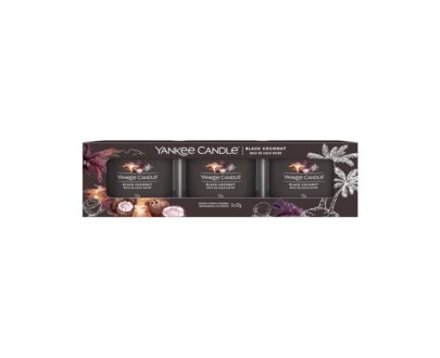 Yankee Candle Súprava votívnych sviečok v skle Black Coconut 3 x 37 g