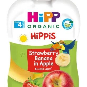 Hipp Hippis Bio 100% Ovocie Jablko Banán Jahoda kapsička  100 g