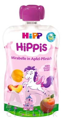 Hipp Hippis Jablko Broskyňa Mirabelka kapsička (od 1.roku) ovocný príkrm 100 g Hipp Hippis Jablko Broskyňa Mirabelka kapsička (od 1.roku) ovocný príkrm 100 g