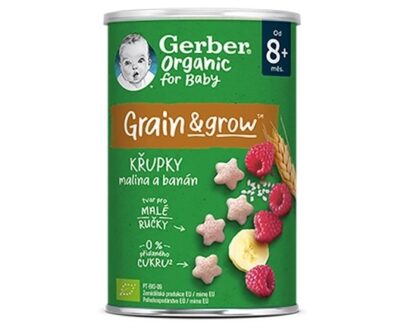 GERBER Organic chrumky s malinami a banánom 35 g