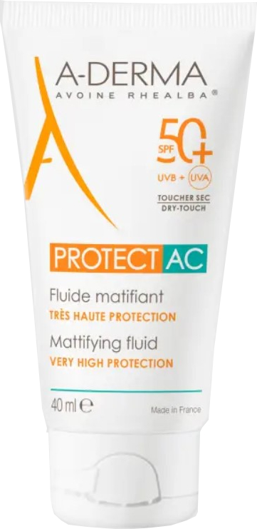A-DERMA Ochranný zmatňujúci fluid SPF 50+ Protect AC (Mattifying Fluid) 40 ml A-DERMA Ochranný zmatňujúci fluid SPF 50+ Protect AC (Mattifying Fluid) 40 ml