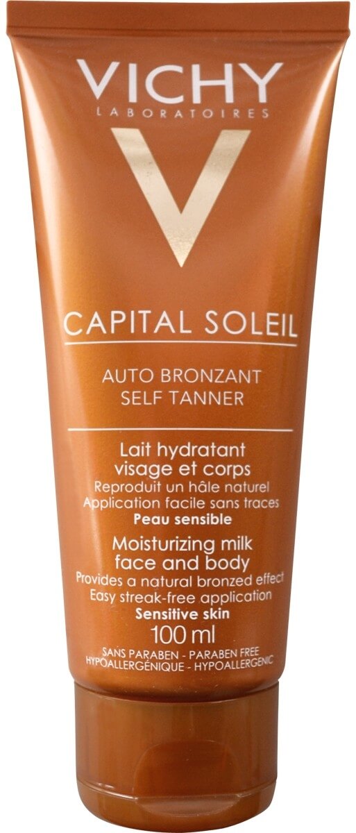Vichy Hydratačné samoopaľovacie mlieko na tvár a telo Capital Soleil Auto Bronzant (Moisturizing Milk Face and Body) 100 ml Vichy Hydratačné samoopaľovacie mlieko na tvár a telo Capital Soleil Auto Bronzant (Moisturizing Milk Face and Body) 100 ml