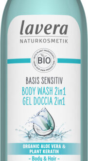 Lavera Sprchový gél na telo a vlasy s neutrálnou prírodnou vôňou pre suchú a citlivú pokožku 2 v 1 Basis sensitiv ( Body Wash) 250 ml