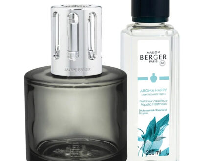 Maison Berger Paris Darčeková sada katalytická lampa Aroma Happy sivá + náplň Sviežosť vody 250 ml