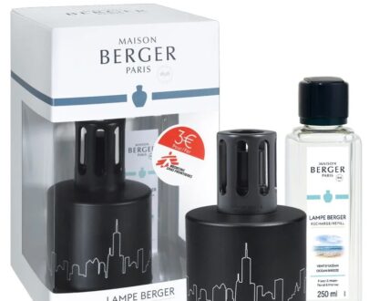 Maison Berger Paris Darčeková sada katalytická lampa pre podporu Lekárov bez hraníc čierna 220 ml + náplň Vôňa oceánu 250 ml