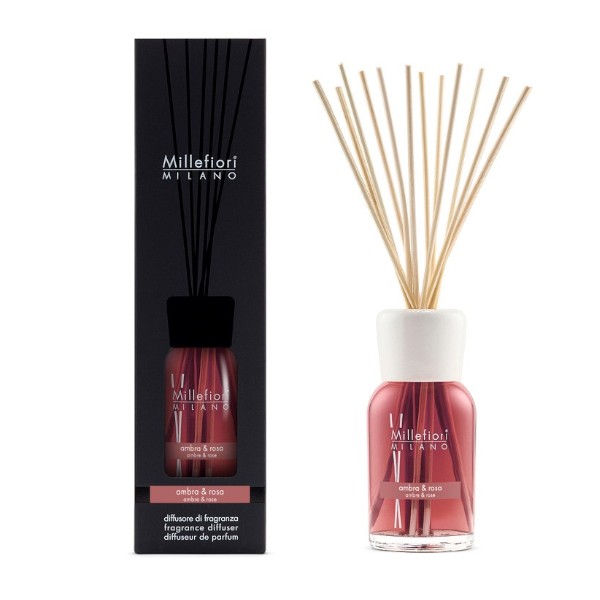 Millefiori Milano Aróma difuzér Ambra & Ruže 250 ml Millefiori Milano Aróma difuzér Ambra & Ruže 250 ml
