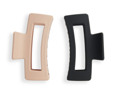 Revolution Škripce do vlasov Nude/Black (Rectangle Matte Clip) 2 ks