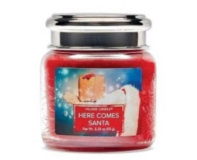 Village Candle Vonná sviečka v skle Here Comes Santa 92 g