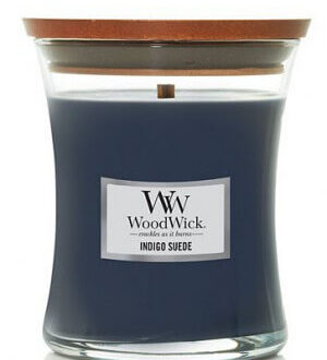 WoodWick Vonná sviečka váza Indigo Suede 85 g