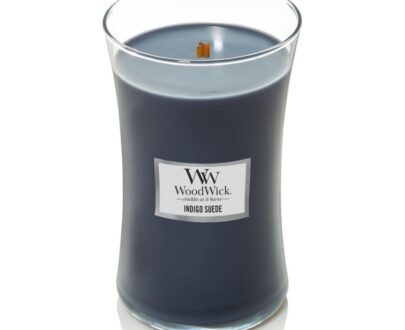 WoodWick Vonná sviečka váza veľká Indigo Suede 609