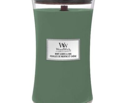 WoodWick Vonná sviečka váza veľká Mint Leaves & Oak 609