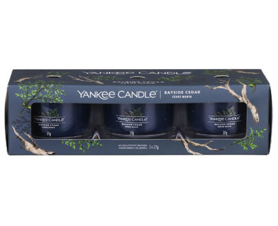 Yankee Candle Súprava votívnych sviečok v skle Bayside Cedar 3 x 37 g