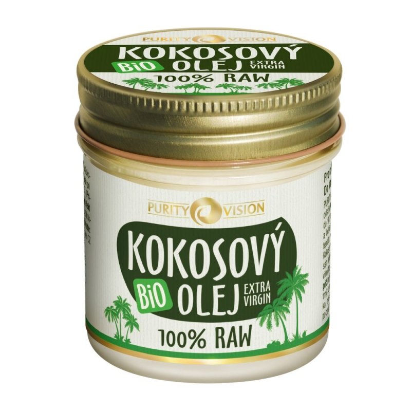 PURITY VISION RAW Bio Kokosový olej ve skle - kosmetika 120 ml PURITY VISION RAW Bio Kokosový olej ve skle - kosmetika 120 ml