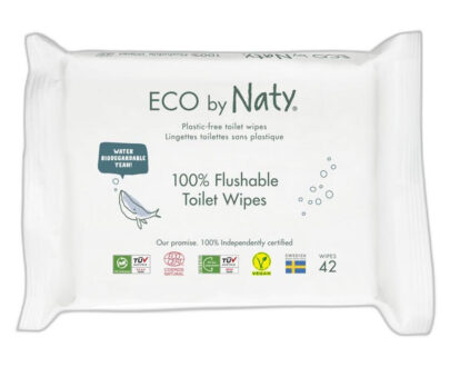 ECO BY NATY Vlhčené splachovateľné obrúsky s funkciou toaletného papiera bez vône 42 ks