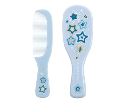 CANPOL BABIES Hrebeň s kefou prírodný mäkký NEWBORN BA BY modrý 2 ks