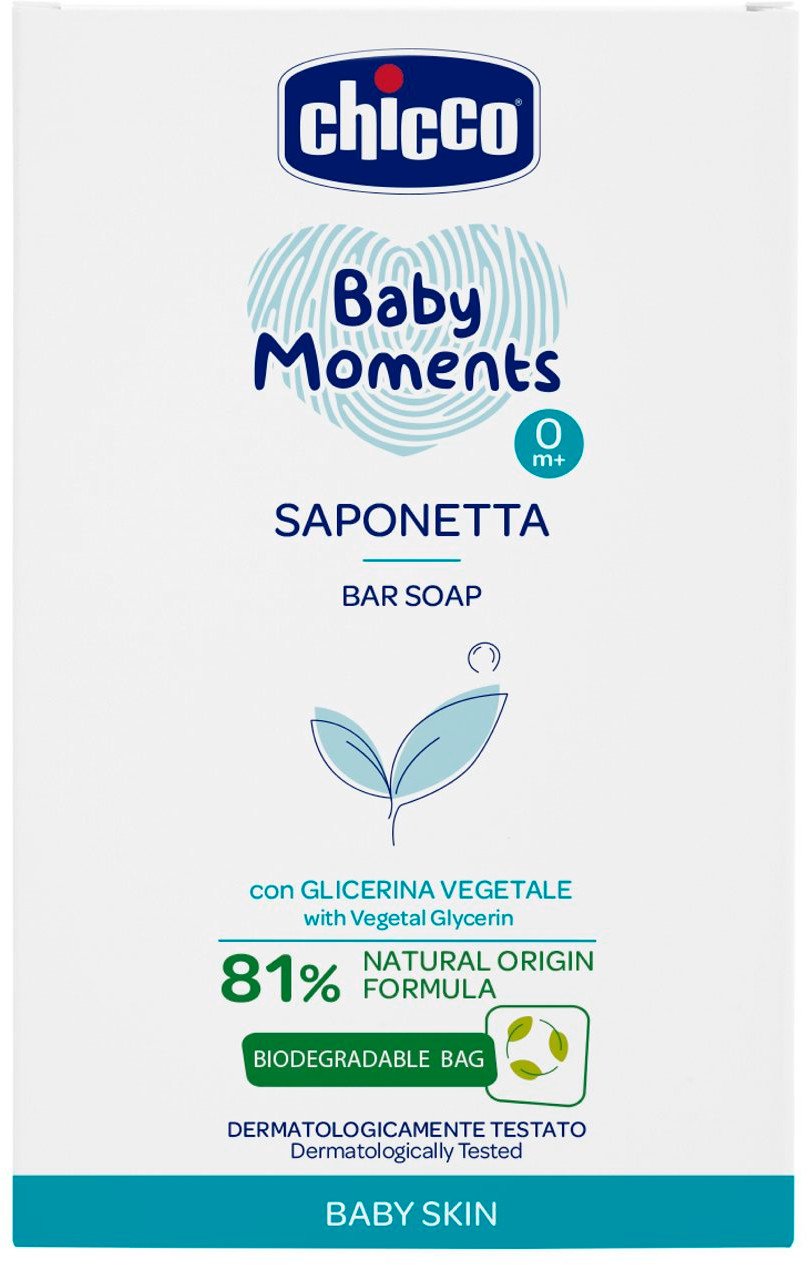 CHICCO Mydlo na ruky tuhé s rastlinným glycerínom Baby Moments 81 % prírodných zložiek 100 g CHICCO Mydlo na ruky tuhé s rastlinným glycerínom Baby Moments 81 % prírodných zložiek 100 g