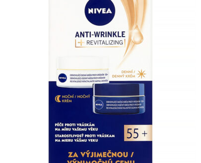 NIVEA Obnovujúci denný a nočný krém proti vráskam 55+ 2x 50 ml