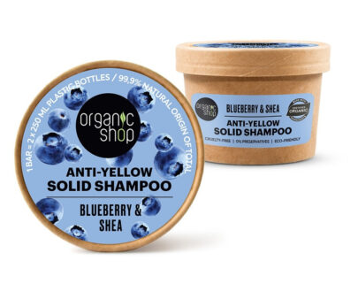 ORGANIC SHOP Tuhý šampón pre blond vlasy Čučoriedka a bambucké maslo 60 g